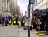 (Feb 13, 2012)Over 80 advocates rode transit to the Capitol to show support for state transit funding